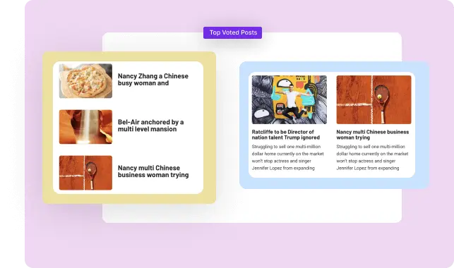 Top voted posts block listing the most-liked articles