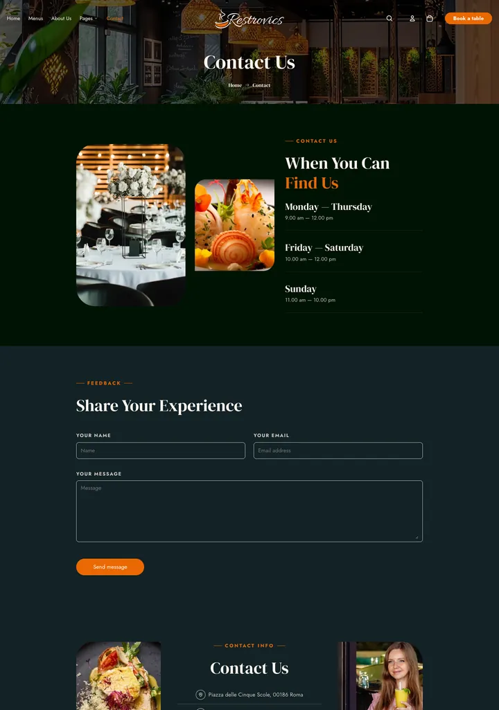 The Restrovics Contact page