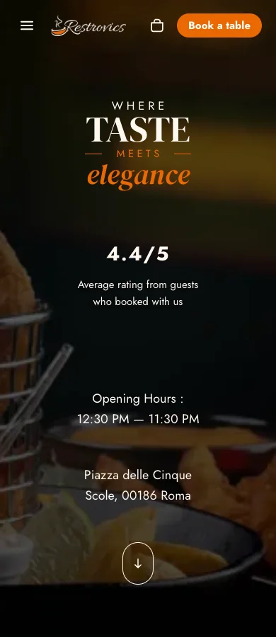 The same page on a phone: the menu collapses to a hamburger and the hero stacks