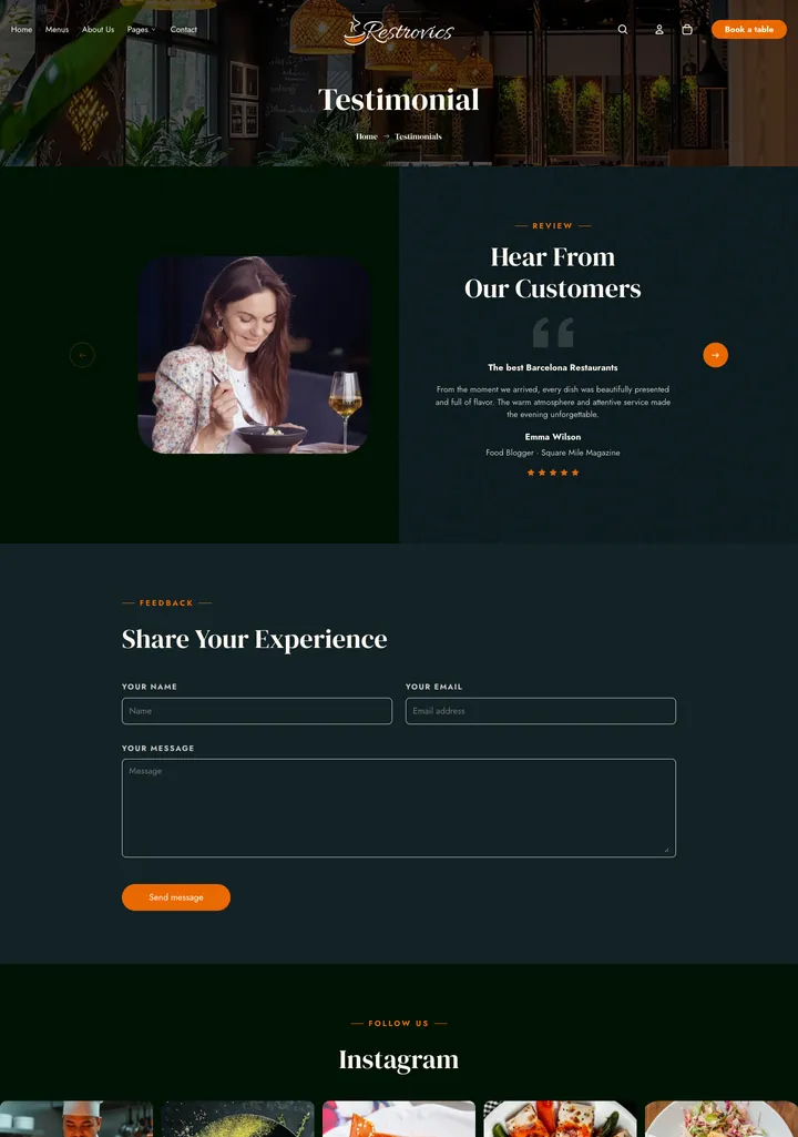 The Restrovics Testimonials page