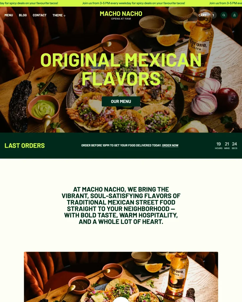 Takeout Shopify theme homepage layout built for takeaway and pickup restaurants